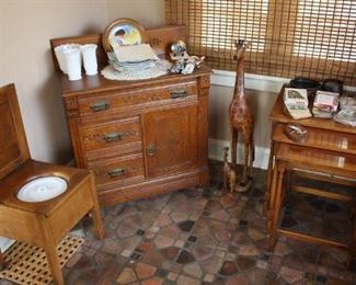 Primitive commode with porcelain insert, Americana chest of drawers 
