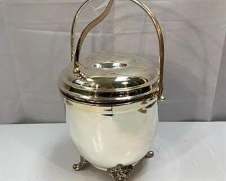 Vintage Thermos Marked Lidded Tilt Open Silver Plate Ice Bucket