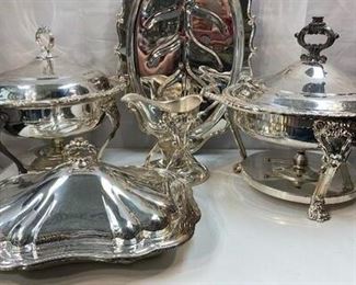 Mixed 5 Piece Vintage Silver Plate Serving Lot