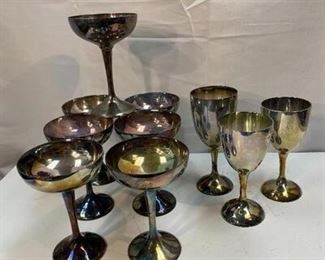 Vintage International Silver Co. Silver Plate Stemware 10 Pieces
