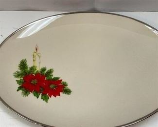 Vintage Royal Devon Oval Poinsettia Holiday Serving Plate Platter