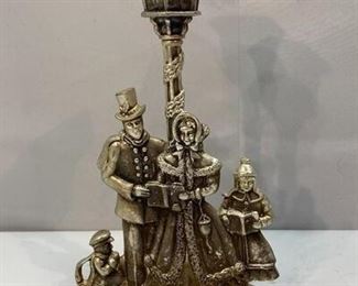 Pewter Christmas Holiday Carolers Candle Holder
