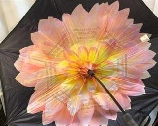 BetterBrella Pink Flower Black Umbrella