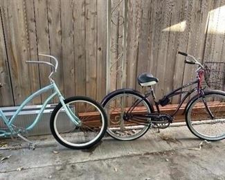 Two Womens Electra Beach Cruiser Bicycle Bikes **As Is** Teal Purple