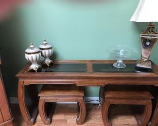 console table with 2 stools