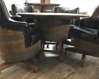 Vintage Danish Modern Whiskey Barrel Table and Chairs
