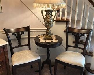 Cherry Pedestal Table and 2 Chairs