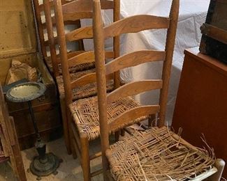 Ladder back chairs in as found condition