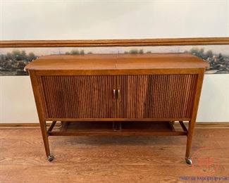 DREXEL DECLARATION by Kipp Stewart MCM Tambour Door Serving/Bar Cart