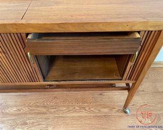 DREXEL DECLARATION by Kipp Stewart MCM Tambour Door Serving/Bar Cart