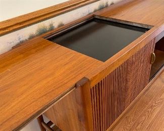 DREXEL DECLARATION by Kipp Stewart MCM Tambour Door Serving/Bar Cart