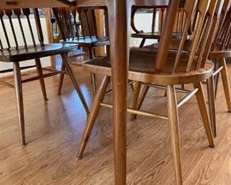 DREXEL DECLARATION by Kipp Stewart MCM Dining Table + Spindle Back Chairs