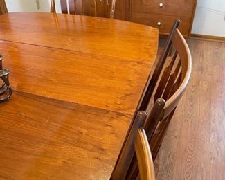 DREXEL DECLARATION by Kipp Stewart MCM Dining Table + Spindle Back Chairs