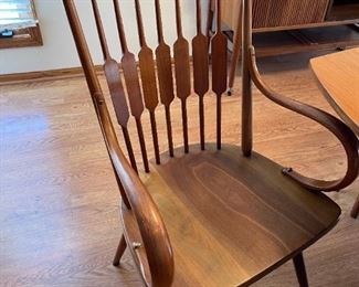 DREXEL DECLARATION by Kipp Stewart MCM Dining Table + Spindle Back Chairs