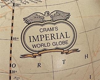 Vintage 1960's Cram's Imperial World Globe in Wood Stand