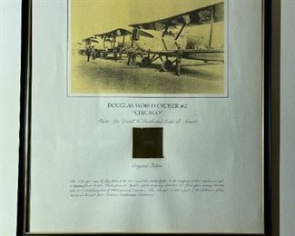 SMITHSONIAN INSTITUTE - FROM THE "AVIATION RELIC SERIES" - 1924 DOUGLAS World Cruiser #2 "Chicago" - Limited Edition Print + Original Canvas Square - Framed