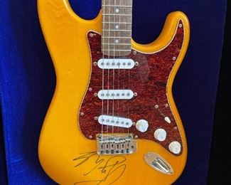 ROGER WATERS Autographed Squier by Fender Stratocaster - In High Gloss Shadow Box Display