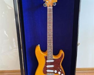 ROGER WATERS Autographed Squier by Fender Stratocaster - In High Gloss Shadow Box Display