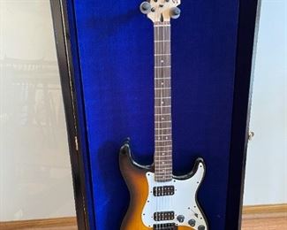 JIMMY BUFFETT Autographed Squier by Fender Bullet Strat - In Black Gloss Display Shadow Box