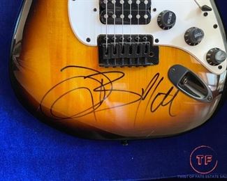 JIMMY BUFFETT Autographed Squier by Fender Bullet Strat - In Black Gloss Display Shadow Box