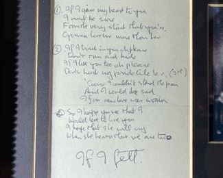 John Lennon Framed Print of "If I Fell" Lyrics