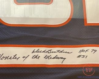 Autographed DICK BUTKUS Chicago Bears Jersey in Shadow Box Display