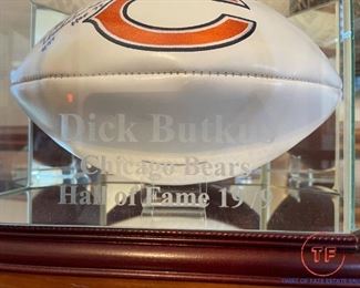 Autographed DICK BUTKUS Chicago Bear Football in Display Case 