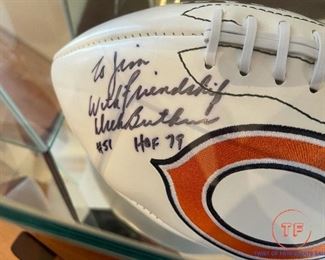 Autographed DICK BUTKUS Chicago Bear Football in Display Case 