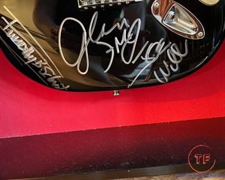EAGLES Autographed Squier by Fender Strat - DON HENLEY, GLEN FREY, JOE WALSH, And TIMOTHY B SCHMIT - In Black Gloss Shadow Display Box