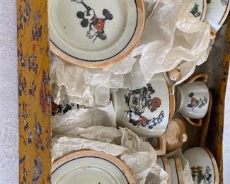 Antique Japanese Child’s porcelain Early Mickey Mouse dish set