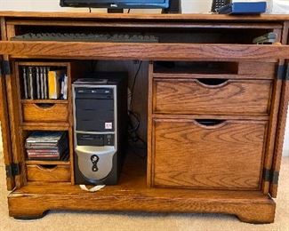 Solid oak desk credenza 