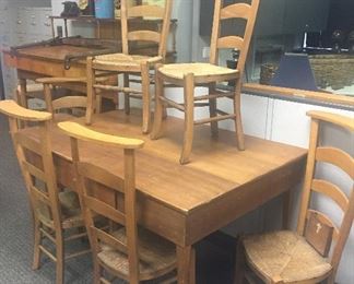 FROM  FRANCE  SET OF SIX PRIE DIEU PRAYER CHAIR'S AND A BEAUTIFUL HEPPLEWHITE TABLE
