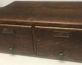OAK TWO DRAWER CARD FILE