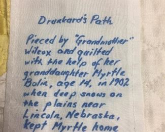 ANTIQUE DRUNKARD'S PATH QUILT 