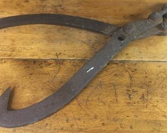 ANTIQUE IRON HEAVY INDUSTRIAL TONGS
