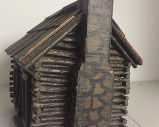 ANTIQUE FOLK ART AT ITS BEST MINIATURE LOG CABIN 