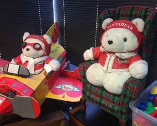 J. L. HUDSON SANTA BEAR 1987 AND SANTA BEAR CHAIR 1997 RED & GREEN