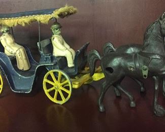 STANLEY CAST IRON & ALUMINUM  HORSE DRAWN SURREY 