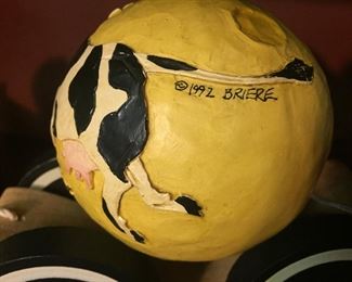 Roly Poly Pull Toy Moon Artist Signed Briere 1992 