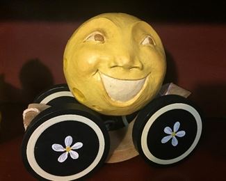 Roly Poly Pull Toy Moon Artist Signed Briere 1992 