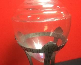 ANTIQUE LARGE GLASS PHARMACY APOTHECARY  JAR  WITH ART DECO DESIGN BASE 