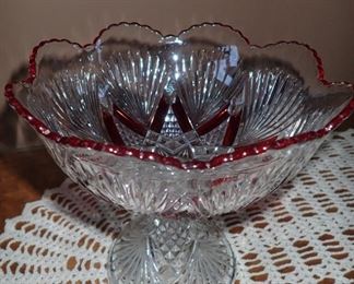 RED / CLEAR CRYSTAL COMPOTE