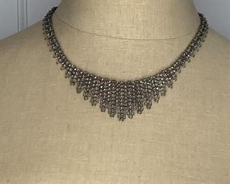  item #14   17" Vintage silver choker $12.50 .This piece looks hand made and no silver hallmarks are easily found. 