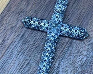  Item #22 Large Sterling Cross made in Mexico $25    3.5" Long by 2" wide