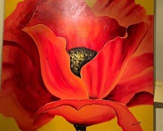 Large 40" by 40" mile  mile  mile  mile highway and east east coast park m
 Poppy Painting $150
