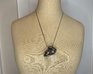 Item #41 24" Sterling herringbone chain with1" by 2" Sterling Bunny $30