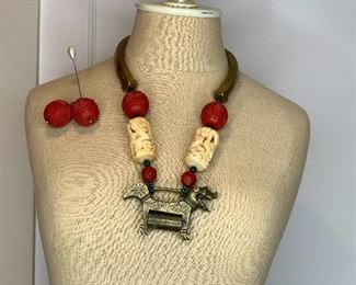  Item #57 Chunky Statement Necklace and Clip on earrings $30