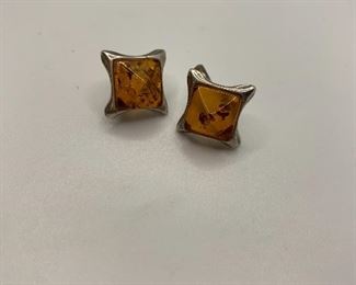 Item #87 Amber  pierced earrings $10