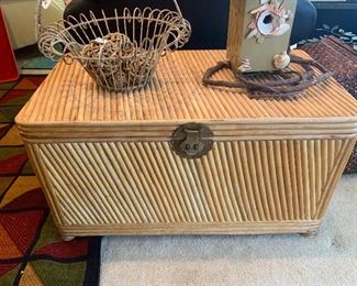 Large Rattan Trunk $50 ( Has a  fist size stain on the interior bottom from Peters blue plant food)