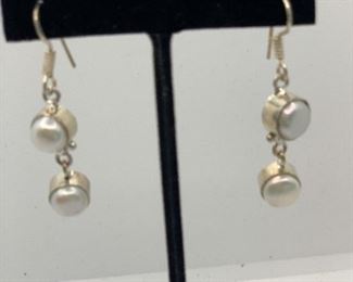 Sterling and freshwater pearl earrings $10